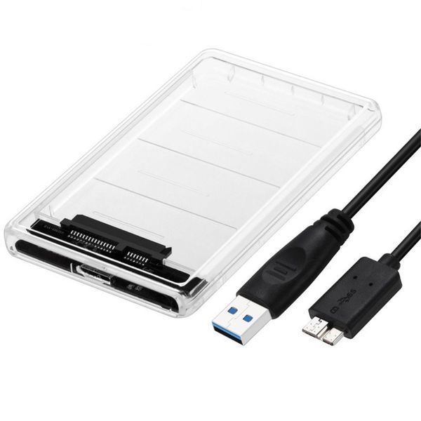 Transparent 2.5 Inch Hard Drive Case, USB 3.0 Connection, SATA Compatible, HDD/SSD, External Drive Case, No Screws & Tools, Easy to Install and Remove, Compatible with Windows, Mac, Linux, etc