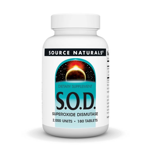 Source Naturals S-O-D, Superoxide Dismutase - Dietary Supplement - 180 Tablets