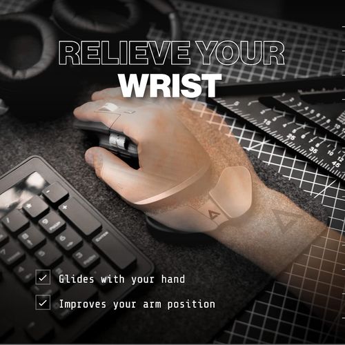 DELTAHUB Carpio 2.0 - Left-Handed Truly Ergonomic Wrist Rest for Mouse, Carpal Tunnel Support, Pain Relief, Anti-Fatigue, Easy Glide, Sleek, Office Computer, Laptop, Gaming - Small, Grey