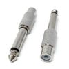 DRUT 2pcs 6.35mm Mono Jack to RCA Phono Socket Cable Adapter (Silver)