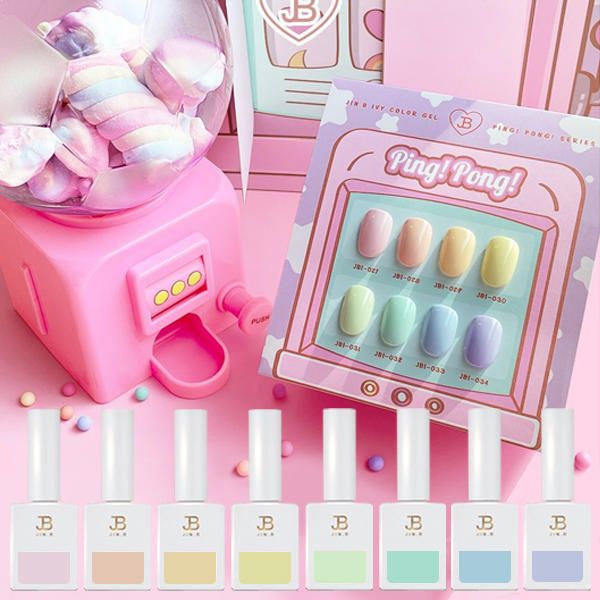 Gracia Jinbi Ping Pong Set 8 Pastel Color Gel Nails