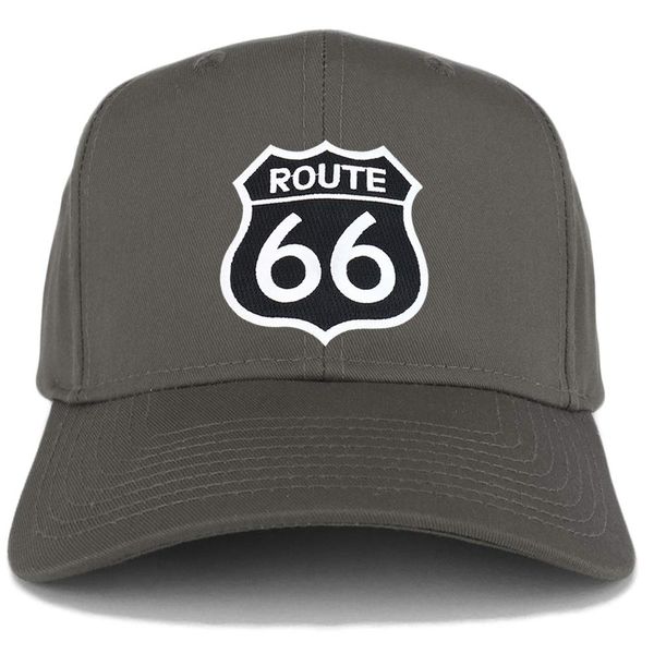 Armycrew Route 66 Black White Patch Structured Baseball Cap - Charcoal
