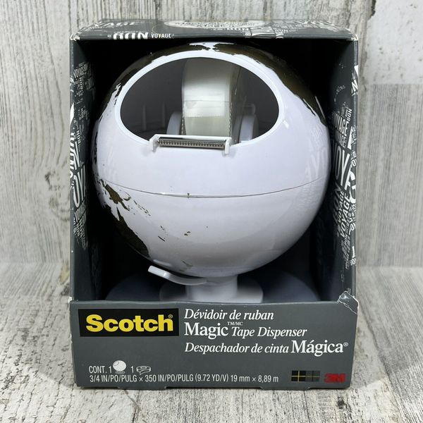 Globe Tape Dispenser - 3M Scotch Magic Desktop Tape Holder White/Gold - NEW
