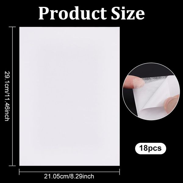 BENECREAT 18 Sheet A4 Double Sided Adhesive Sheets White Self Adhesive Tape Sandwich Layer with Double Side Tape for Gift Wrapping Paper Craft Handmade Card