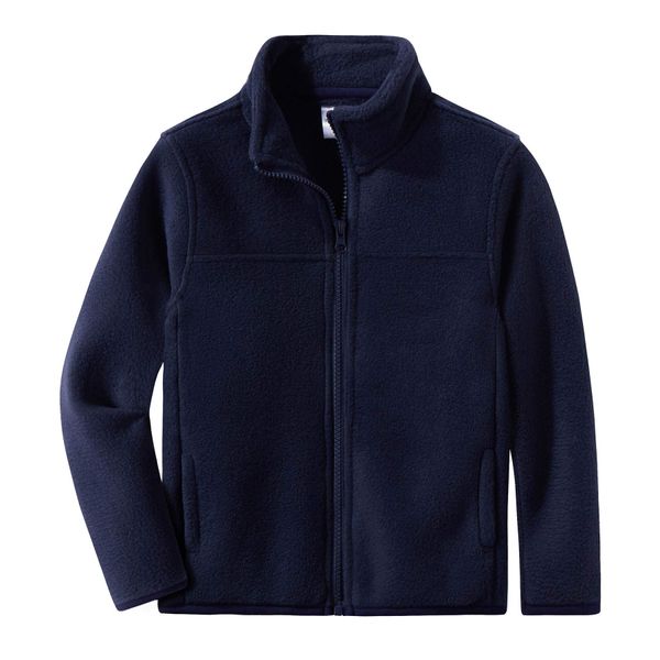 Spring&Gege Youth Solid Full-Zip Polar Fleece Jacket for Boys and Girls Size 9-10 Years Navy Blue