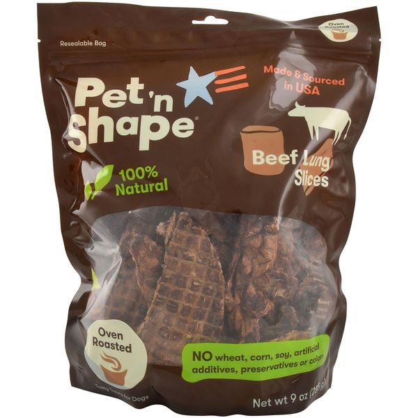 Pet 'n Shape Roasted Beef Lung Treats, 9oz Slices QYBN