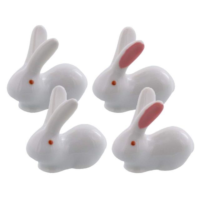 Tableware East Chopsticks Rest Cute Rabbit White Ears & Pink Ears Set of 4