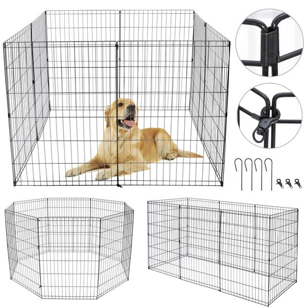 36 Inch 8 Panels Dog Playpen Crate Fence Pet Play Pen Durable Dog Kennel