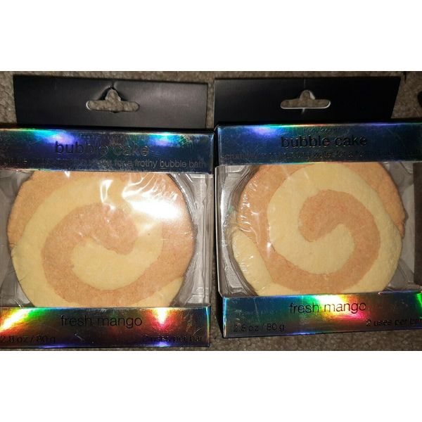 2 Body & Earth Fresh Mango Bath Bubble Cakes Crumbling Soap Bar 2.8 oz NEW