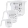 Plastic Measuring Cup,3 Pack 4/2/1 Cup Clear Measuring Cups,Stackable Heat-resistant Cup Set with Handle Grip and Spout for Baking,Powder,Liquid