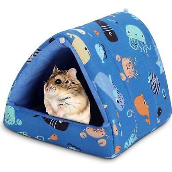 Hamster Bed, Cozy Cave and Warm Hideout, Small Animal Small, Blue Ocean