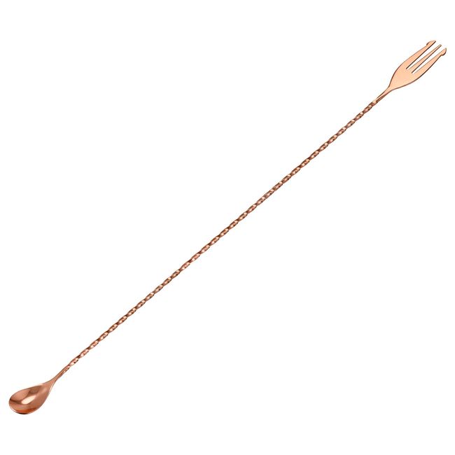 uxcell Bar Mixing Spoon Cocktail Spoon Stainless Steel 40cm with Long Handle Spa Iral Pattern for Bartender Housewares Rose Gold