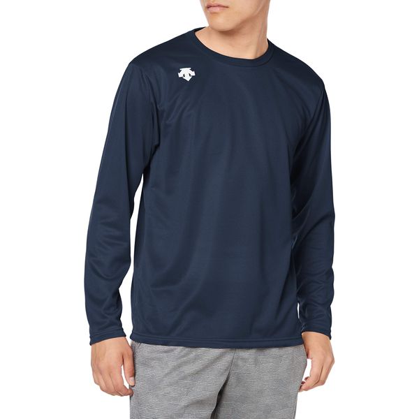 Descente Unisex Long-Sleeve Workout Shirt, Innerwear, Single Logo, Sweat-Absorbent, Quick-Drying, Stretchable, Dry, Men’s, Women’s (Online Exclusive), navy 2