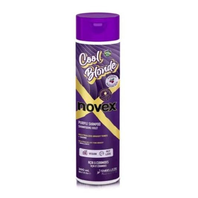 NOVEX Cool Blonde Purple Toning Shampoo 10.1oz/ 300ml - Purple Shampoo Neutralizes, Tones with Acai extract and Ceramides for blonde, silver, bleached, or brassy hair