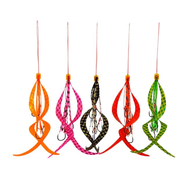 Deep Range Tie Lava Tie Skirt Hook 3 Needle Set of 5 Replacement (2 Mixed Colors)