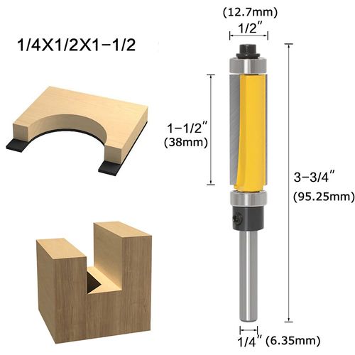 Bestgle Trimmer Bit, 0.25 inch (6.35 mm) Router Bit, Double-edged Cemented Carbide Cutting Tool, Router Bit, For Carpentry, Cutting Cutter, Ball Bearings, Deep Groove Ball Bearings, Ball Bearings,