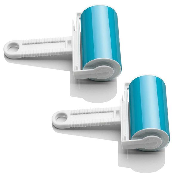 JZK 2X blau Sticky Roller Fusselrolle saugen Staub Haare Lint Kleidung Wollstaub Fluff Tierhaare, waschbar Wiederverwendbare