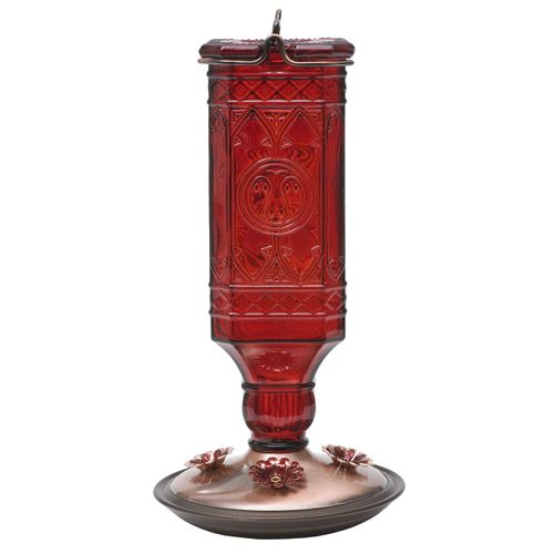 Perky-Pet 8116-2 Red Square Antique Bottle Glass Hummingbird Feeder