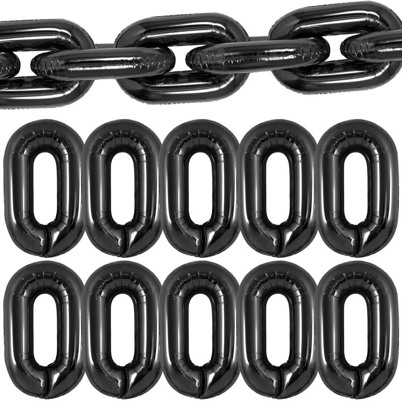 24 Pcs Chain Balloons,Giant Black Chain Balloons Garland,16 inch Foil ...