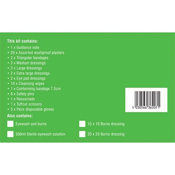 Click - FIRST AID KIT LABEL (1-10) NO ACCESS TO TAP WATER REAR LABEL -