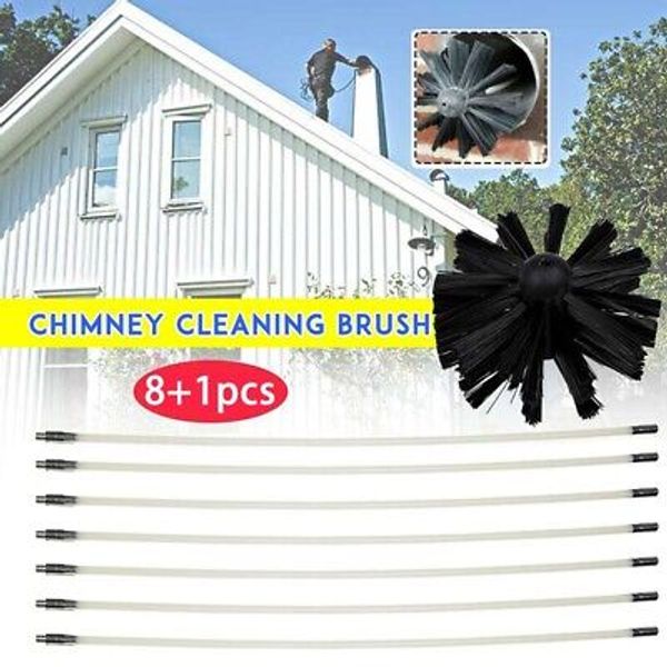 Drill Powered Chimney Cleaning Flue Brush Cleaner Fireplace Sweep Rotary Set Use