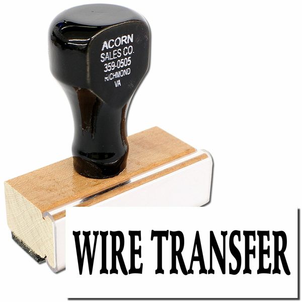 Wire Transfer Rubber Stamp Size 1/2" Tall x 1-1/2" Wide