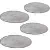 4 x Round Placemats Stylish Tableware Essentials for Dining Table Protection Pom Pom Design, 38cm, Grey