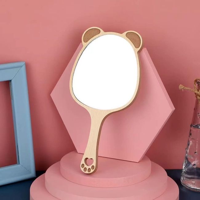 WELLONE Hand Mirror, Hand Mirror, Makeup Mirror, Beauty Salon Mirror, Dental Mirror, Folding Mirror, Compact Mirror, Mobile Mirror, Makeup (Shape-Bear)