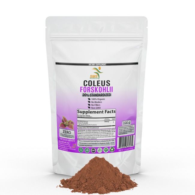 PURE Forskolin 4:1 Extract Powder Coleus Forskohlii Organic Supplement 100G