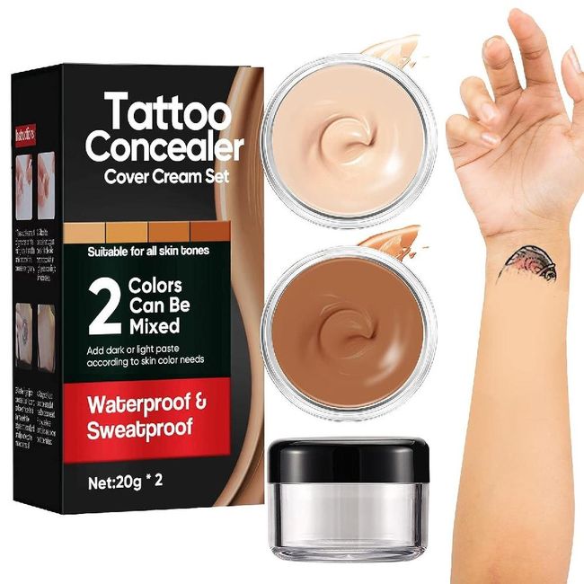 Moisturize Mole Tattoo Conceal Dark Spots Scars Concealer for Vitiligo and More 2 Colors Set Long Lasting Waterproof