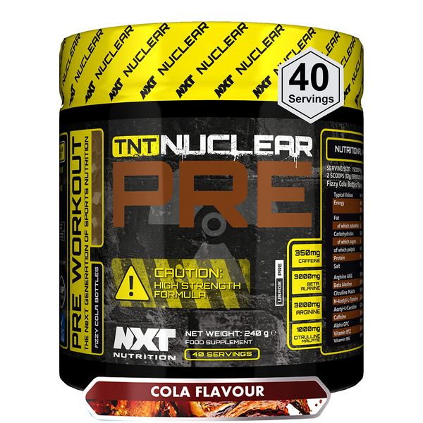 NXT Nutrition TNT Nuclear Pre Workout – Pre Work Out Energy Drink| L-Citrulline, Beta Alanine, 350mg Caffeine for Pump, Endurance & Focus - 40 Servings Mixed Candy, Vegan(Fizzy Cola Bottles)