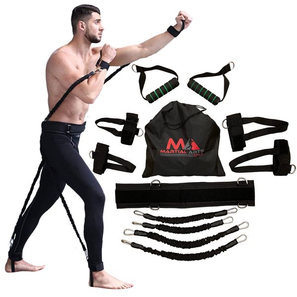 Boxing Bands, Boxing Resistance Bands, Full Body Resistance Band, MMA Training Equipment, Boxing Equipment, Punching Bands, 150 lbs Bands for Home Fitness Workout, Punching Resistance Bands (Black)