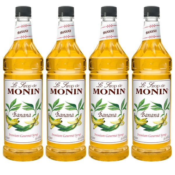 Monin Flavored Syrup, Banana, 33.8-Ounce Plastic Bottles (Pack of 4)