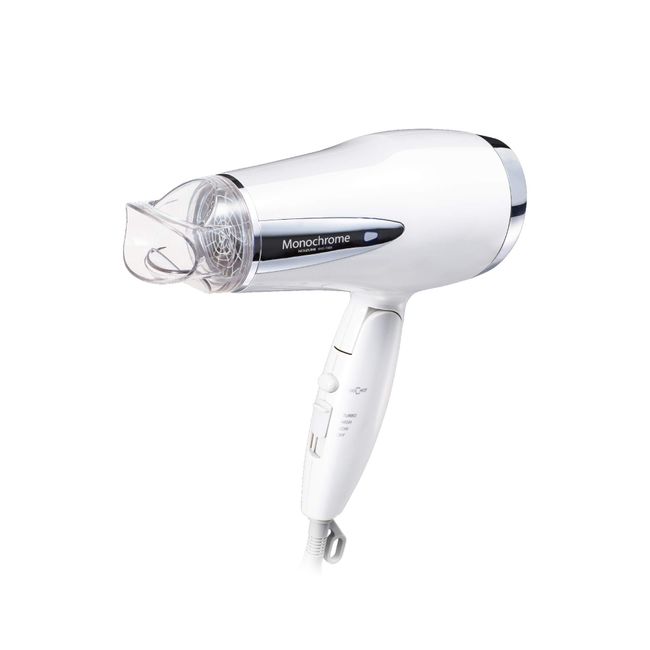 Monochrome KHD-1385/W Hair Dryer, Negative Ionic, White