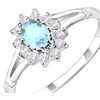 Sterling Silver Aquamarine CZ Cluster Ring sizes J - U (S)
