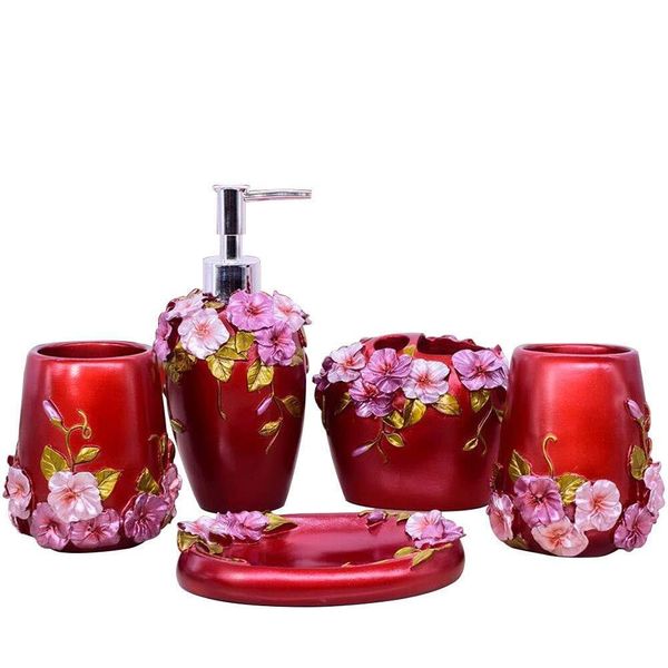 5 Piece Marquee Bath Ensemble Includes Accessories Set with Soap Dispenser