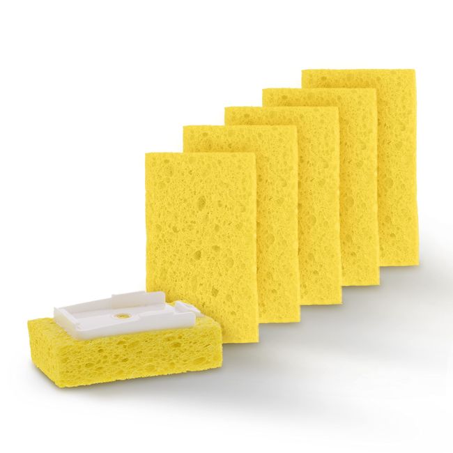 Arrow Dish Wand Sponge Refills, 6 Pack - Replacement Sponge Heads for Dish Wand, Made in the USA - Ideal for Quick, Convenient Cleaning - Easy to Refill, Built-In Scrubber, Ideal for Dishes and Pans