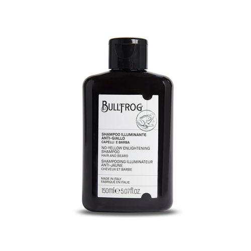 Bullfrog Anti-Yellow Illuminating Shampoo, Shampoo for Grey, White or Bleached Hair and Beard, Blue Pigments, 95.3% Natural Ingredients, Removes Yellowing and Gives Shine, 150 ml