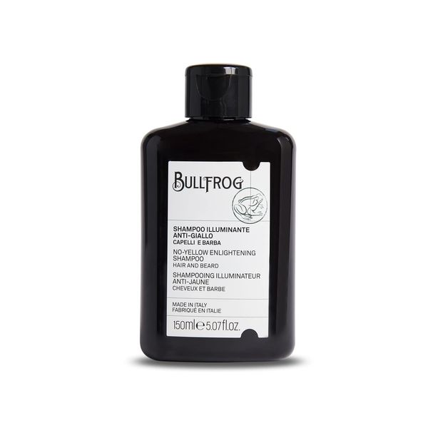 Bullfrog Anti-Yellow Illuminating Shampoo, Shampoo for Grey, White or Bleached Hair and Beard, Blue Pigments, 95.3% Natural Ingredients, Removes Yellowing and Gives Shine, 150 ml