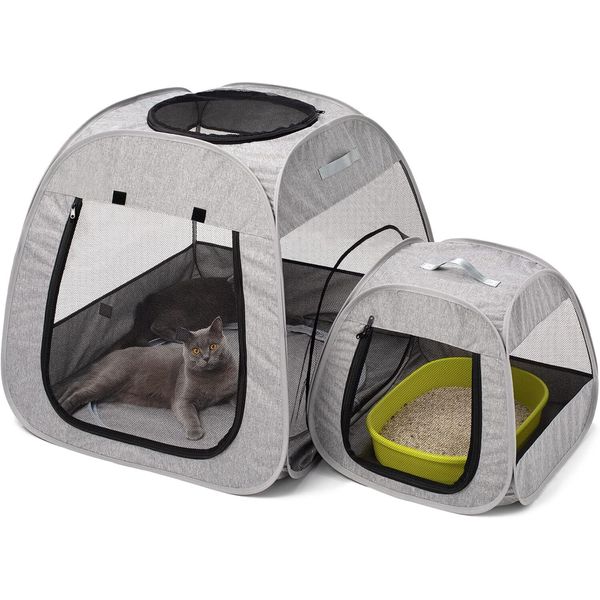 Portable Cat Playpen, Trapezoidal Design for Better Standing, Foldable Pet Tent