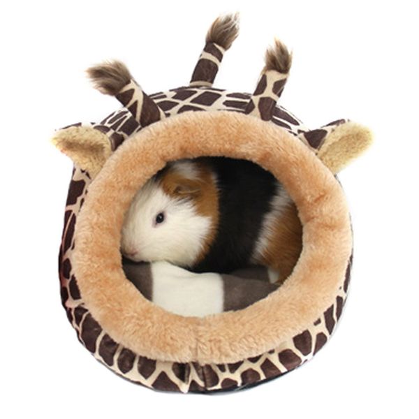 Winterworm Soft Plush Pet Cave Pet Bed with Removable Pad for Hamster Hedgehog Guinea Pig Baby Cat (Giraffe, L)