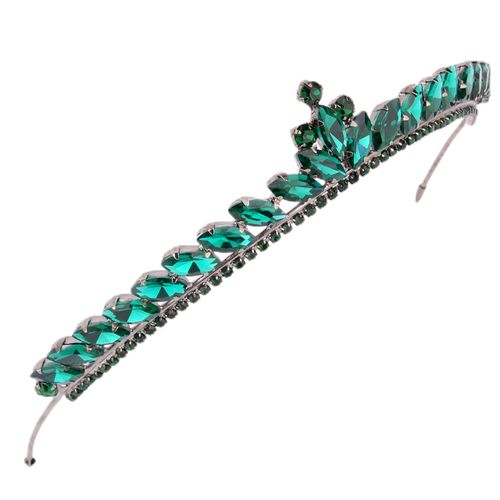 Women's Tiara-Crown for Henna Wedding Party | Glitter Hair Accessories for Bridal Birthday Pageant Prom Halloween Costume Christmas Party, Princess Crowns | Slim Design - Green