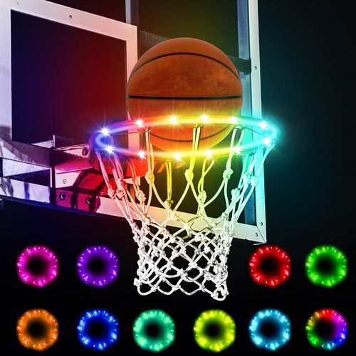 Ajerg LED Basketball Hoop Lights Outdoors, Remote Control Basketball Accessories Rim Lights with 16 Colors 7 Lighting Modes, Waterproof, Basketball Gift for Kids Adults Outdoor Game and Training