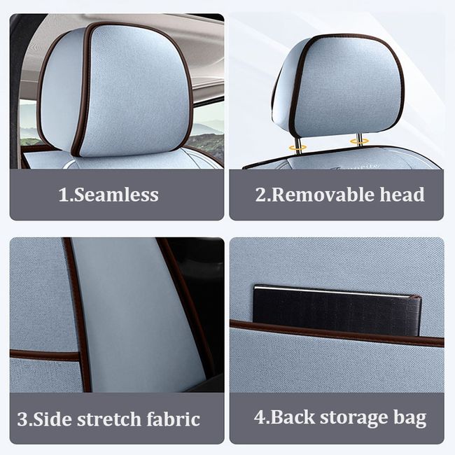 Flax Car Seat Cover Four Seasons Front Rear Linen Fabric Cushion Breathable  Protector Mat Pad Auto accessories Universal Size