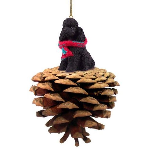 Conversation Concepts Poodle Black w/Sport Cut Pinecone Pet Ornament