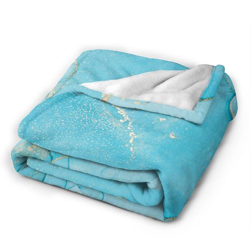Gbuzozie Turquoise Marble Fleece Blanket Lightweight Ultra-Soft Throw Blanket for Sofa Couch Bed Camping Travel - Super Soft Cozy Microfiber Blanket 50"X40"