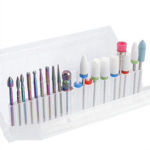 Treki Cuticle Nail Drill Bits Set, 19pcs Tungsten Ceramic Nail Drill Bits with 1pc Nail Mandrel Bit 3/32 Diamond Cuticle File Bits Carbide Remover Drill Bits for Home Salon Manicure Pedicure