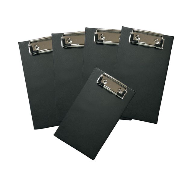Pack of 5 A6 Black Mini Pocket Clipboards