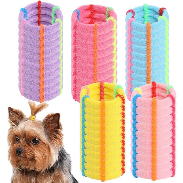 100 Pcs Rubber Bands for Pet,Colorful Dog Hair Ties Puppy Stretchy Hair Bands Su