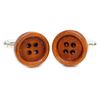 Bluebubble BUTTON UP Coffee Toffee Wooden Cufflinks with Gift Bag